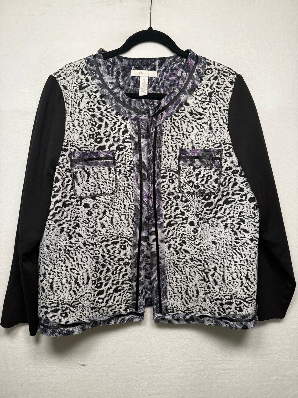 Chico's Women's Black Jacket Blazer Size 3 (16) Excellent!